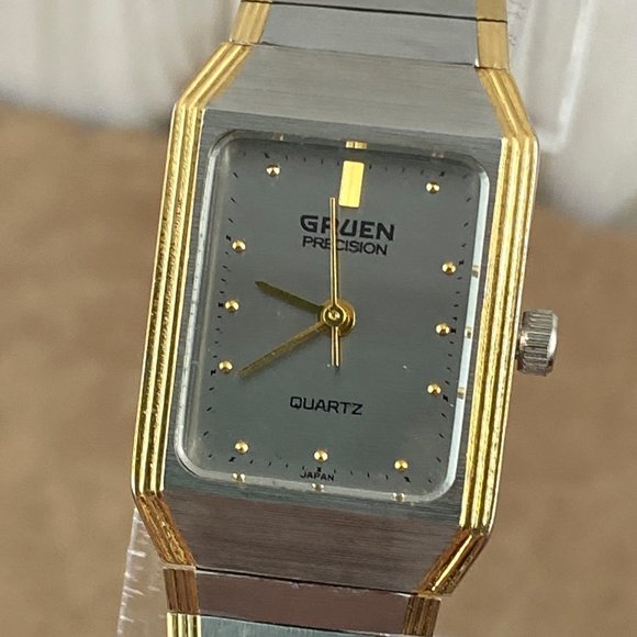 Fancy Two Tone Gold and Platinum Tone very Dressy Gruen Precision Watch - Picture 1 of 8